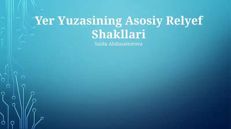 Yer Yuzasining Asosiy Relyef Shakllari