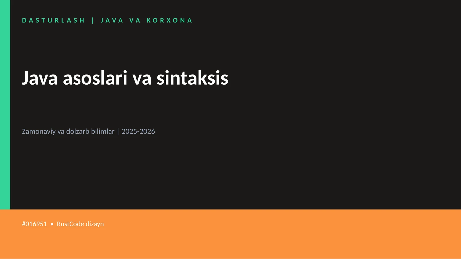 Java asoslari va sintaksis