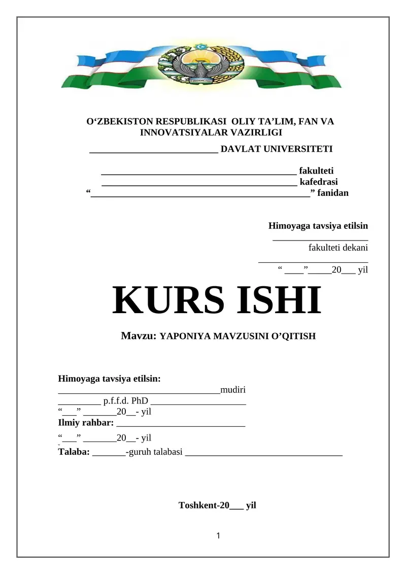 YAPONIYA MAVZUSINI O’QITISH