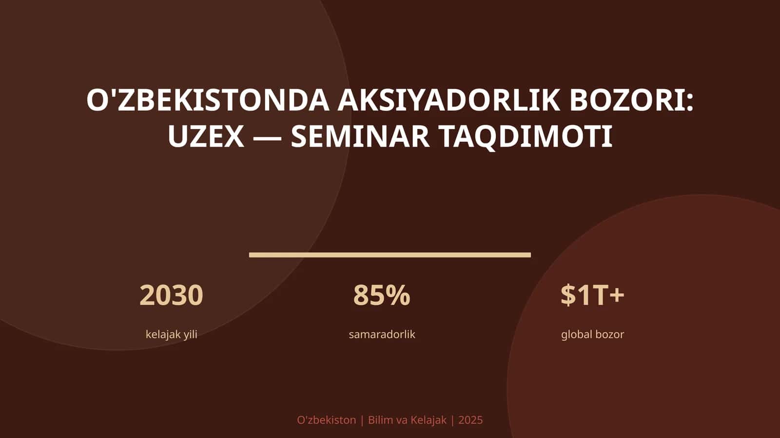 O'zbekistonda aksiyadorlik bozori: UzEx — seminar taqdimoti