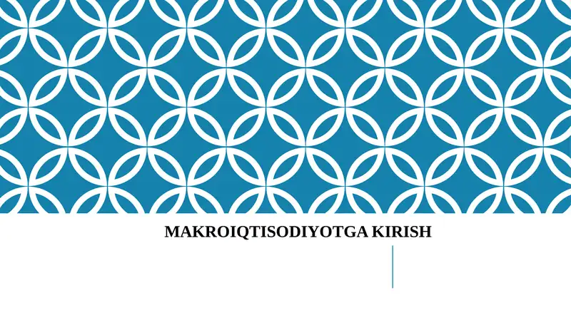 MAKRO IQTISODIYOTGA KIRISH