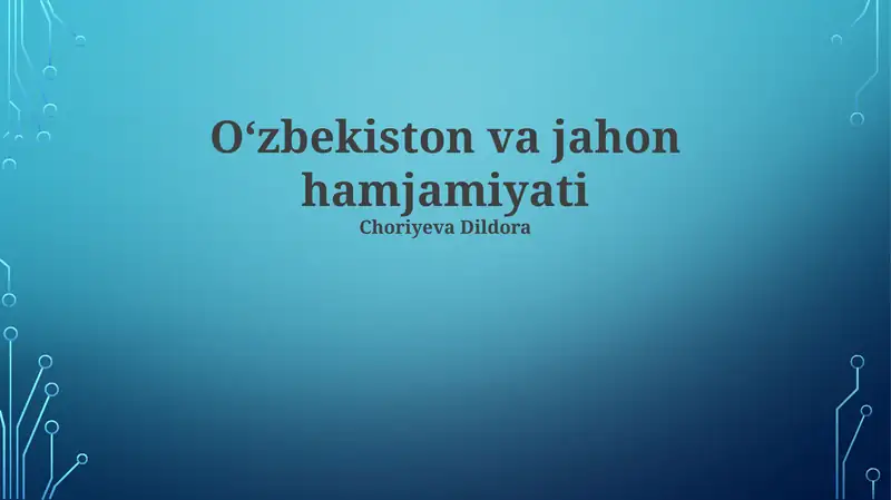Oʻzbekiston va jahon hamjamiyati