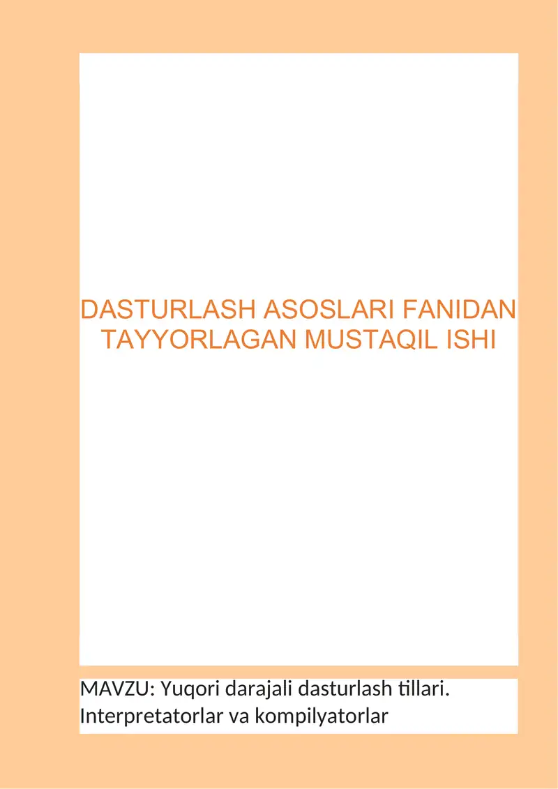 Yuqori darajali dasturlash tillari