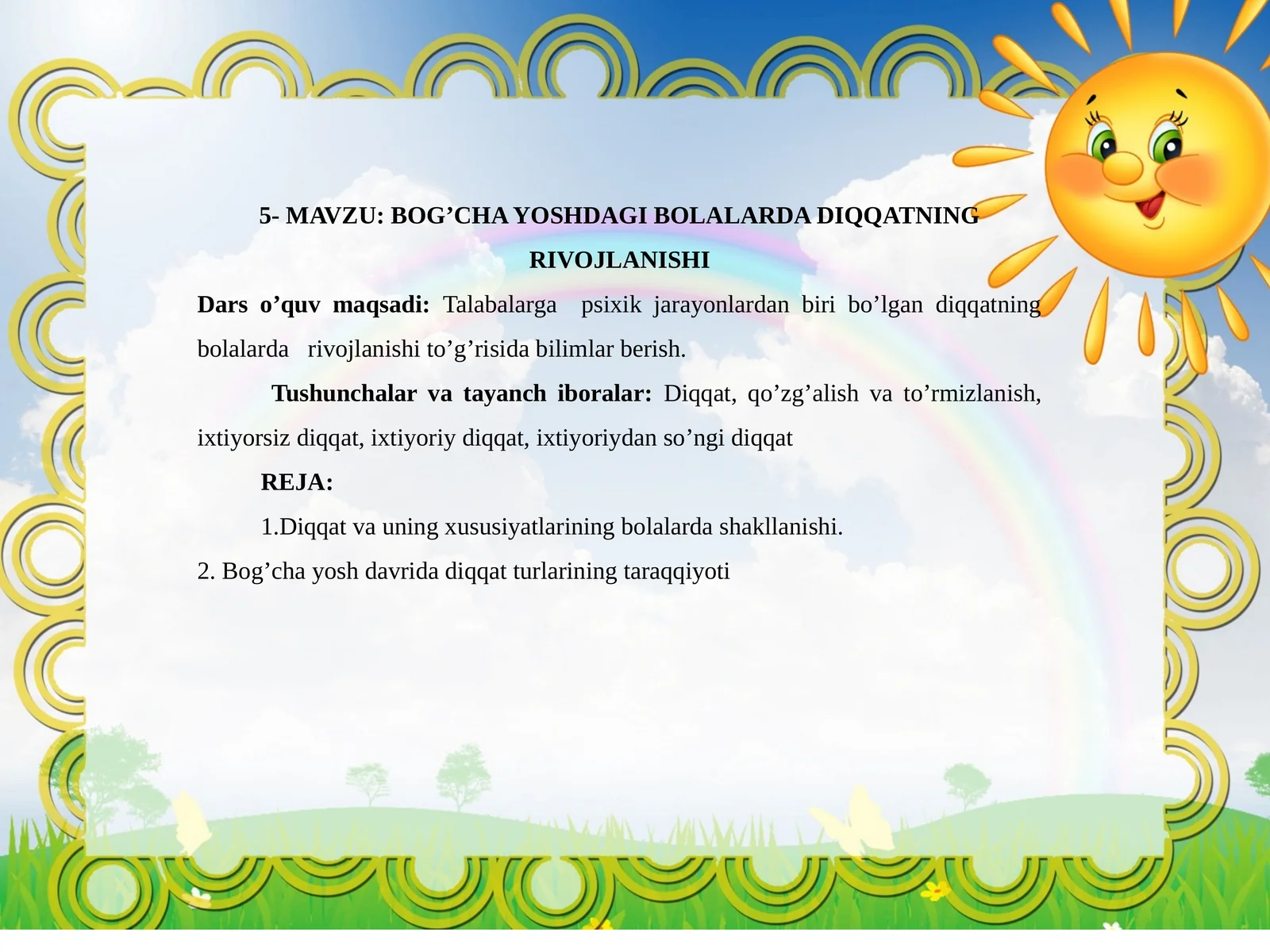 BOG’CHA YOSHDAGI BOLALARDA DIQQATNING RIVOJLANISHI