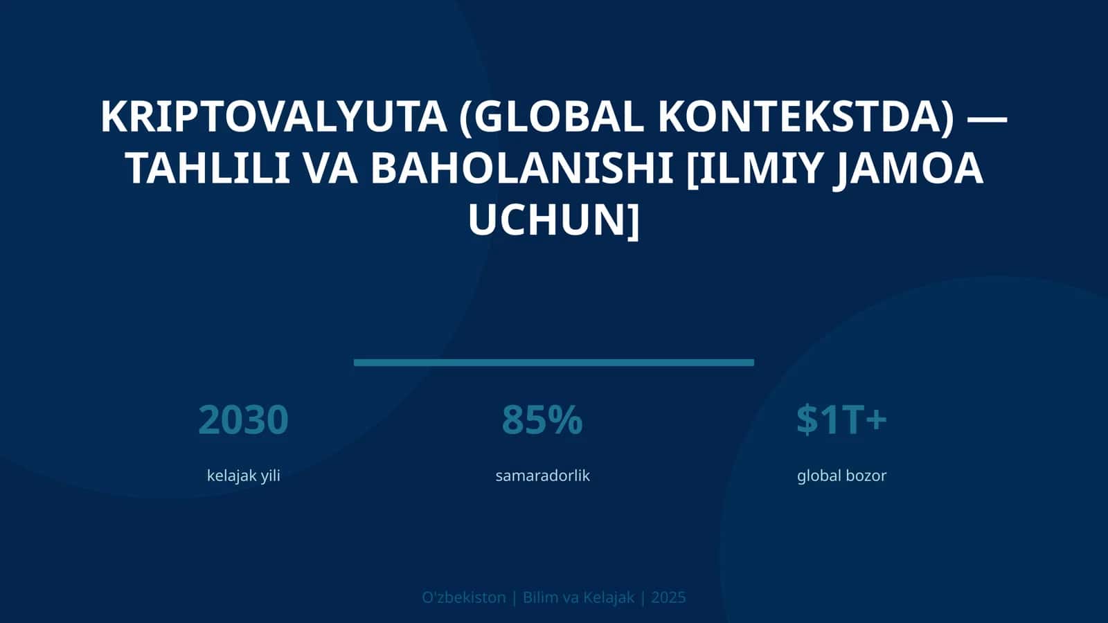 KRIPTOVALYUTA (GLOBAL KONTEKSTDA) — TAHLILI VA BAHOLANISHI [ILMIY JAMOA UCHUN]