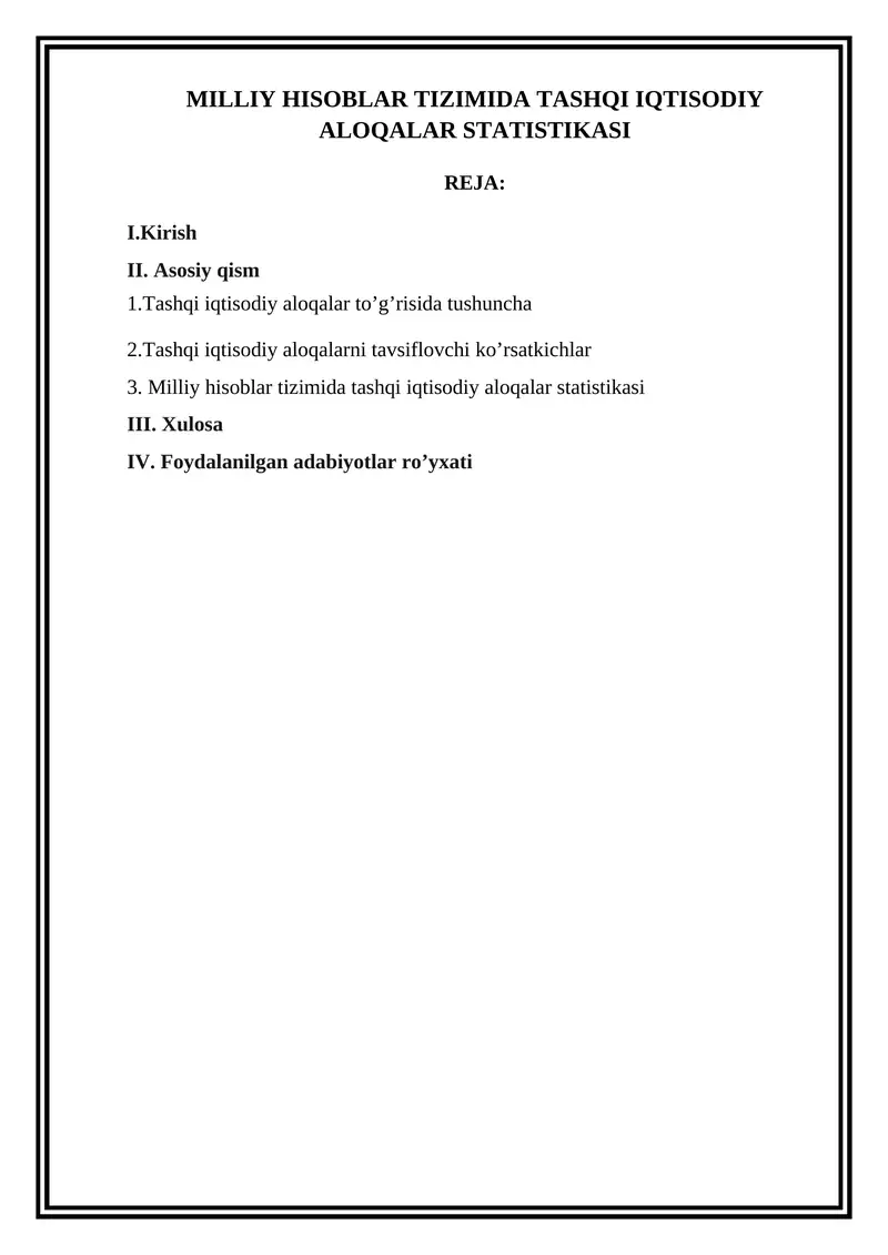Tashqi iqtisodiy aloqalar statistikasi