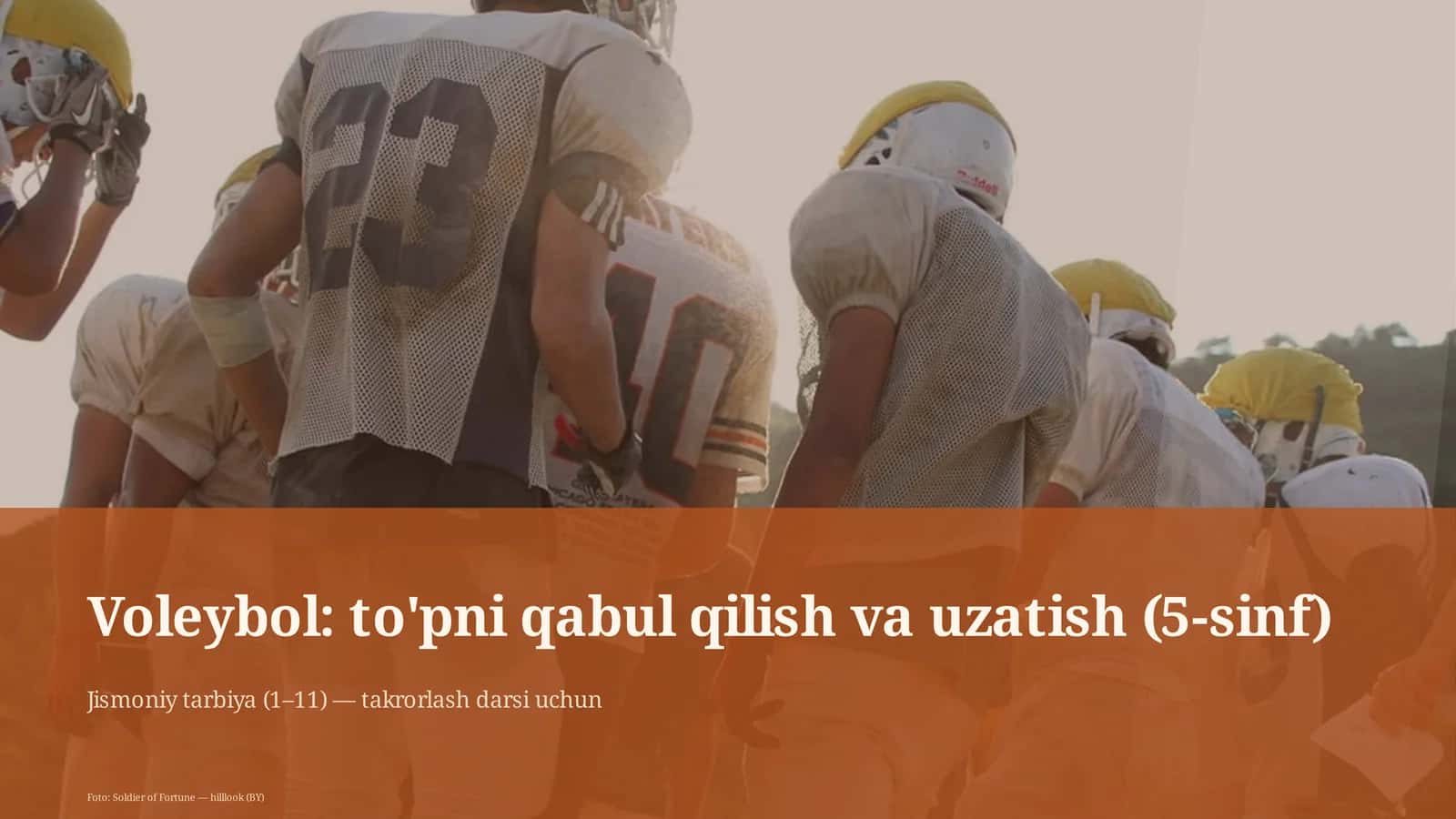 Voleybol: to'pni qabul qilish va uzatish (5-sinf)