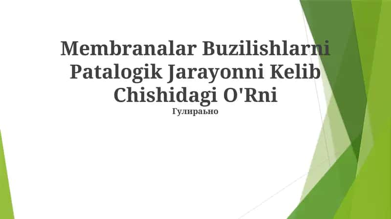 Membranalar Buzilishlarni Patalogik Jarayonni Kelib Chishidagi O'Rni
