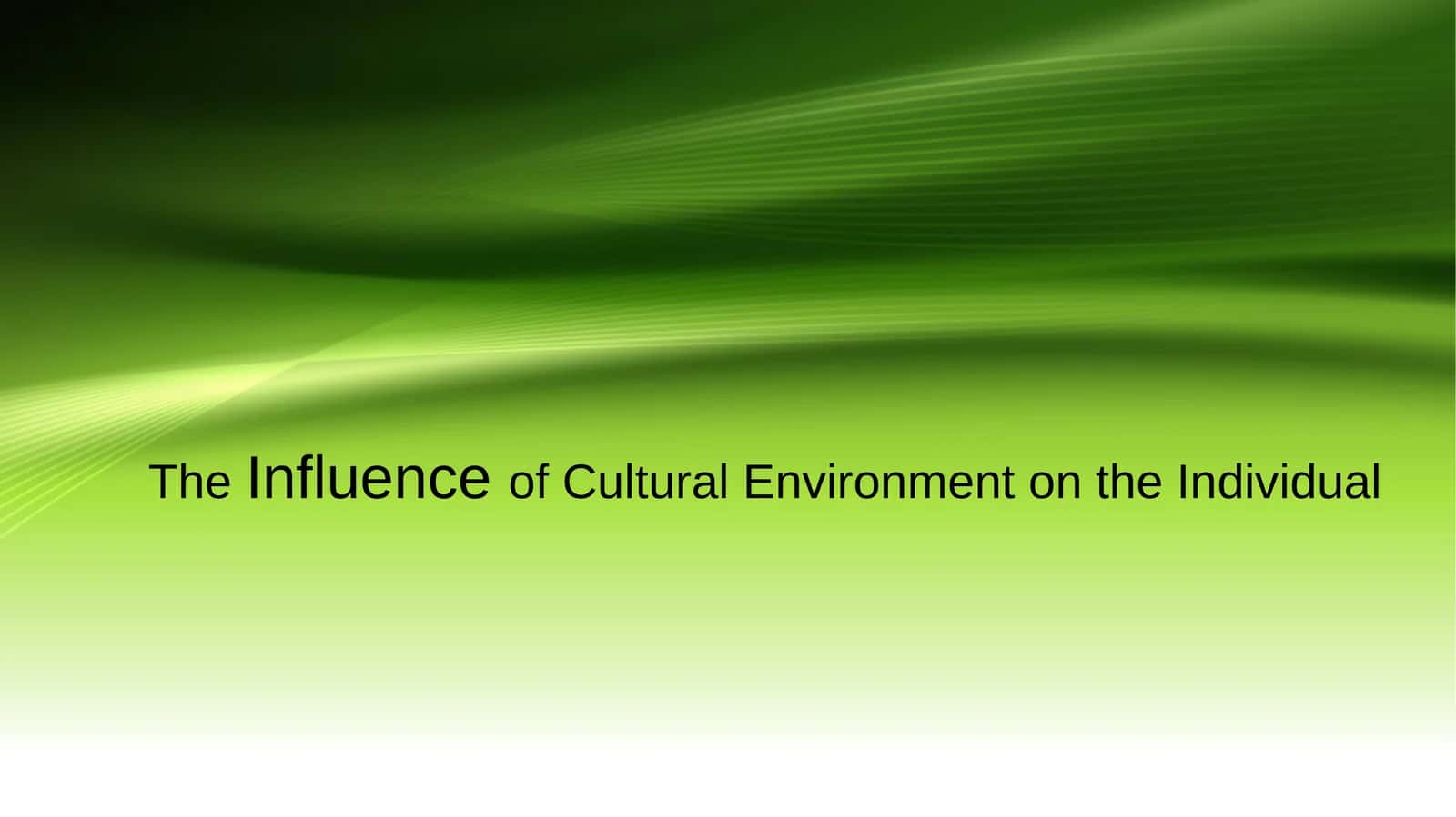 The Influence of Cultural Environment on the Individual