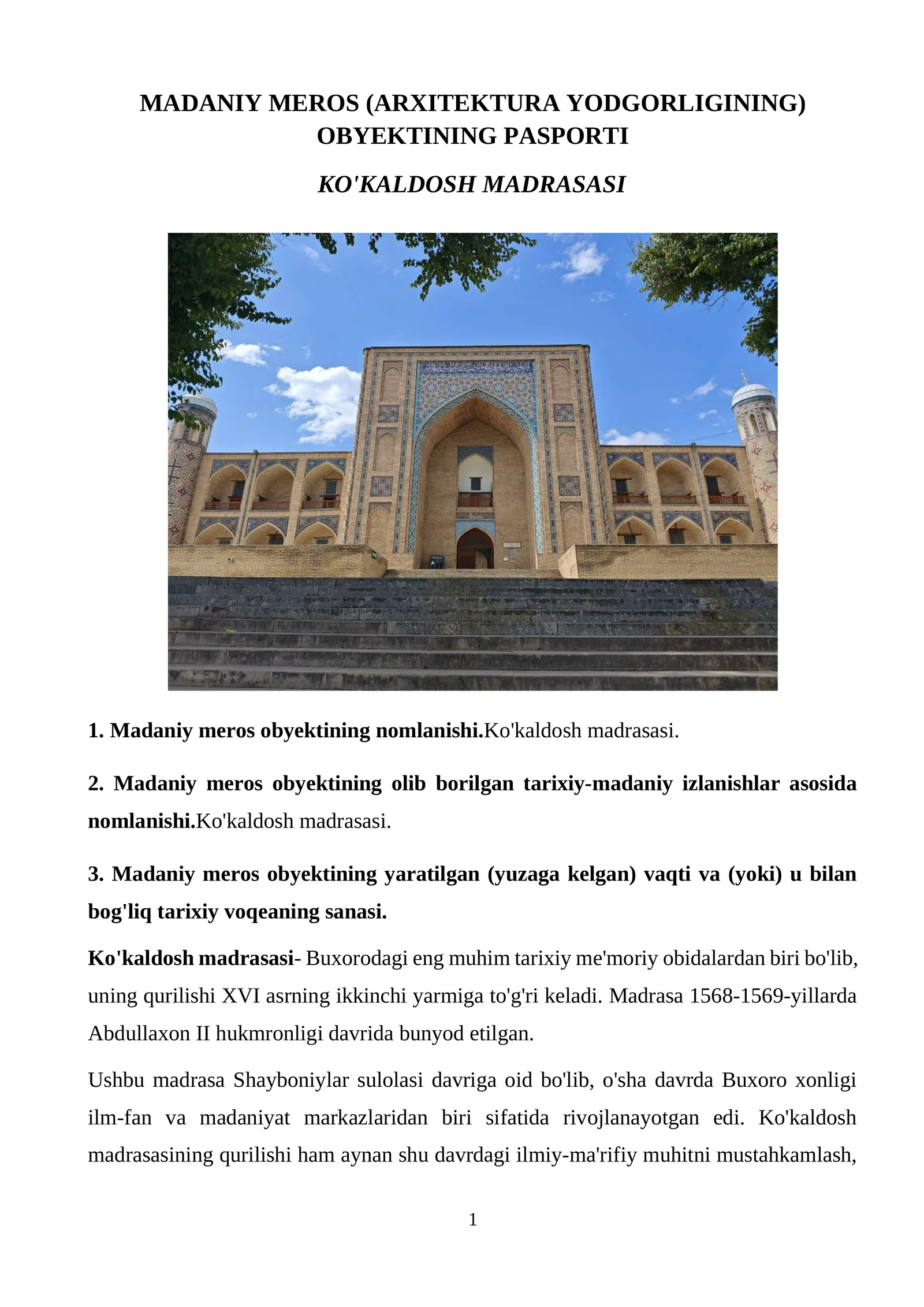 Ko'kaldosh madrasasi
