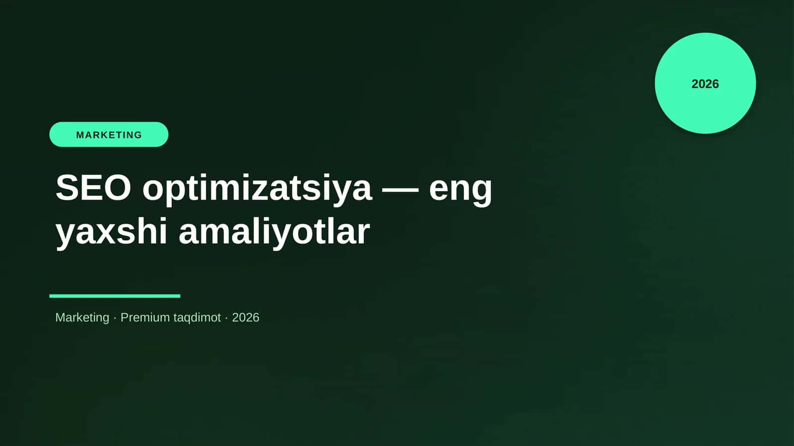 SEO optimizatsiya — eng yaxshi amaliyotlar