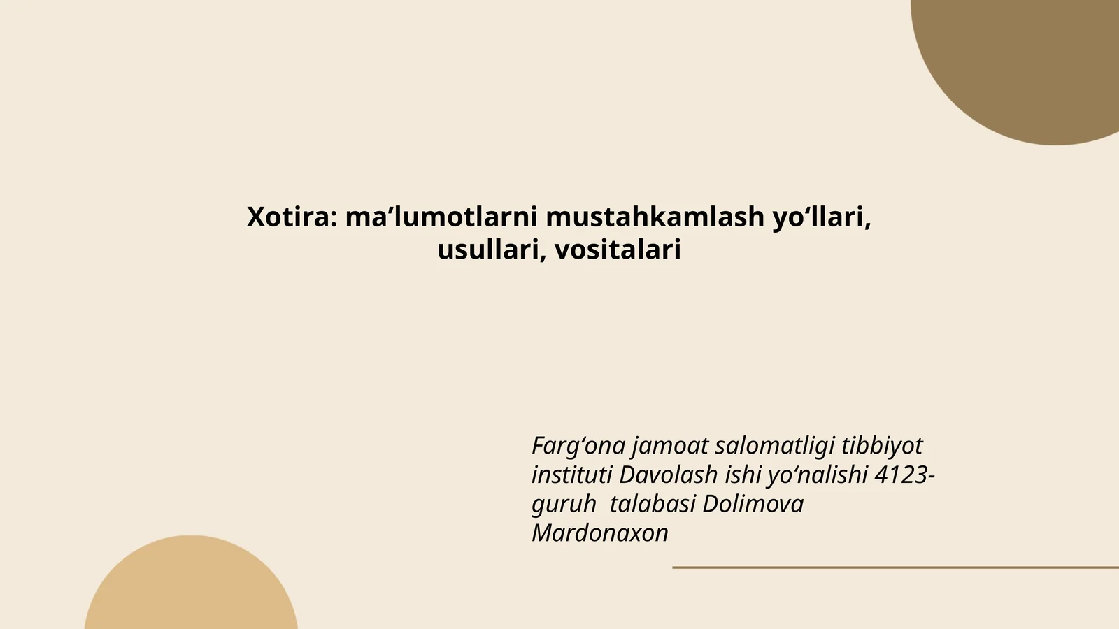 Xotira: maʼlumotlarni mustahkamlash yoʻllari, usullari, vositalari