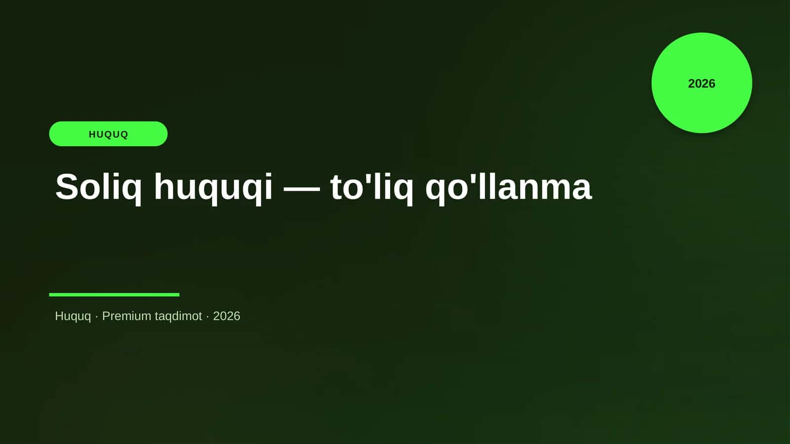 Soliq huquqi — to'liq qo'llanma