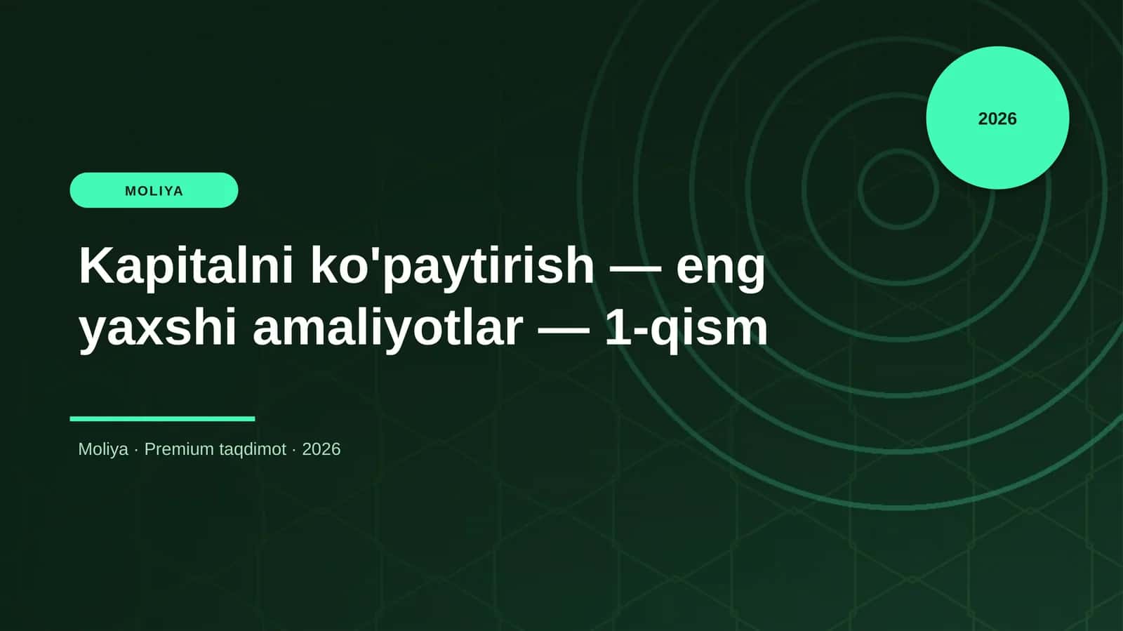 Kapitalni ko'paytirish — eng yaxshi amaliyotlar — 1-qism