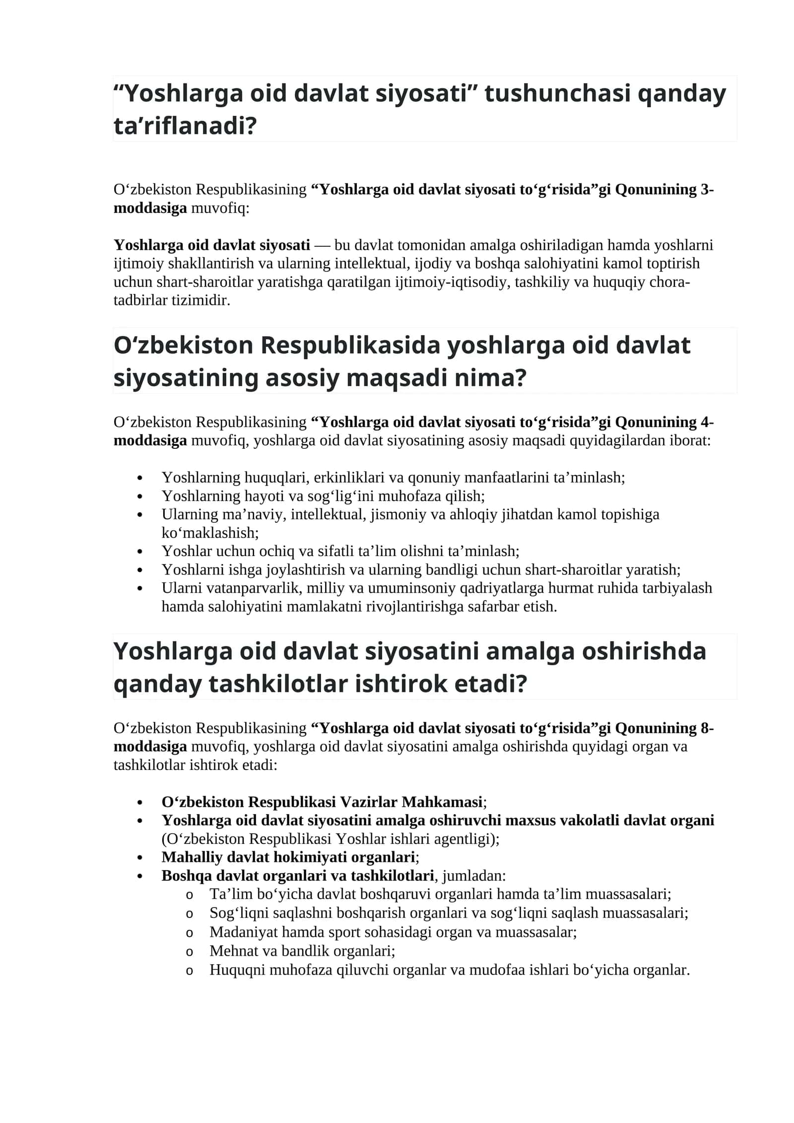 Yoshlar yetkchisi suhbat savol javoblari 200 ta