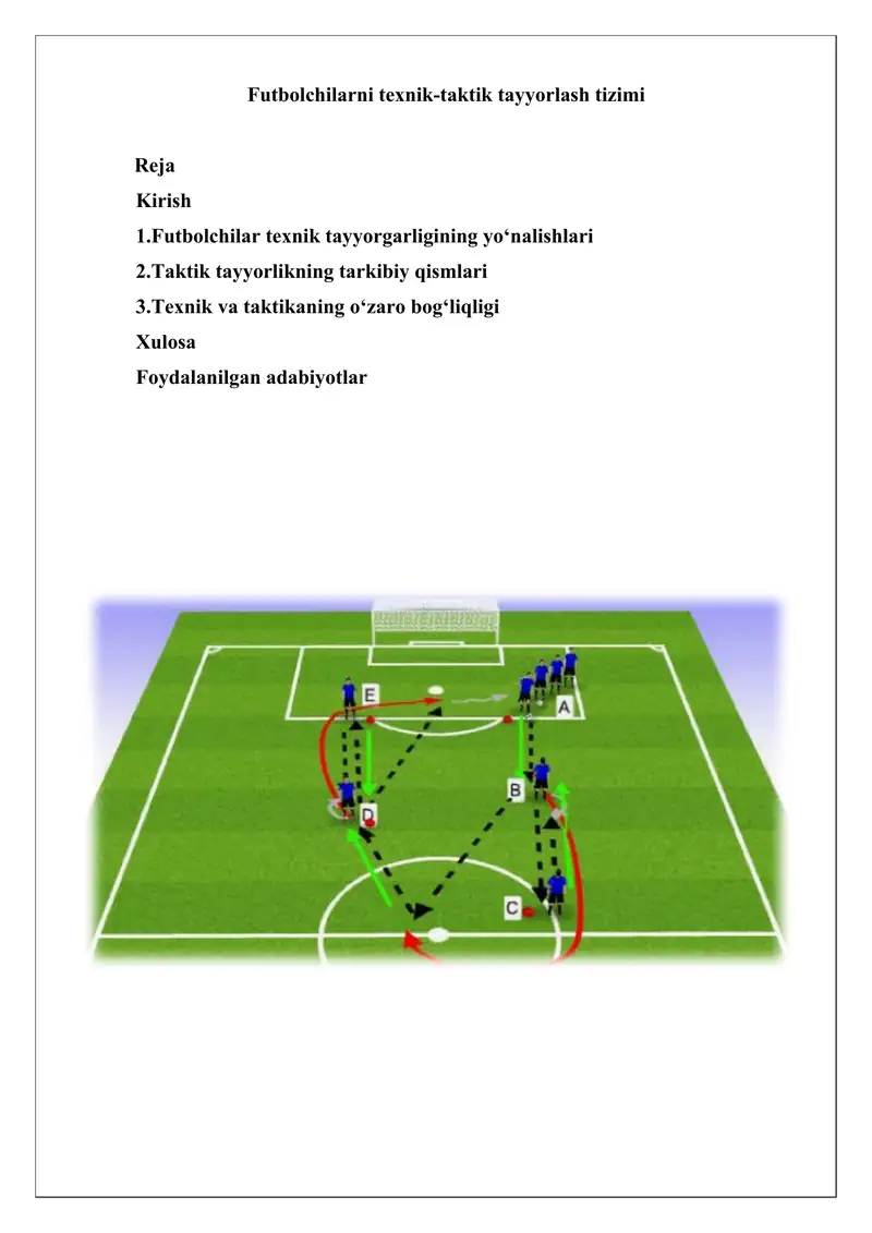 Futbolchilarni texnik-taktik tayyorlash tizimi
