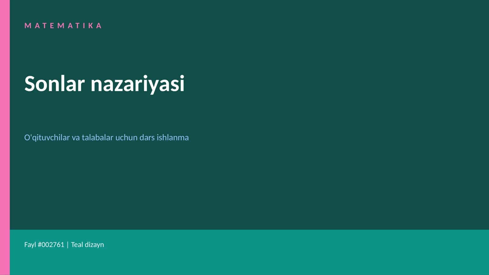 Sonlar nazariyasi
