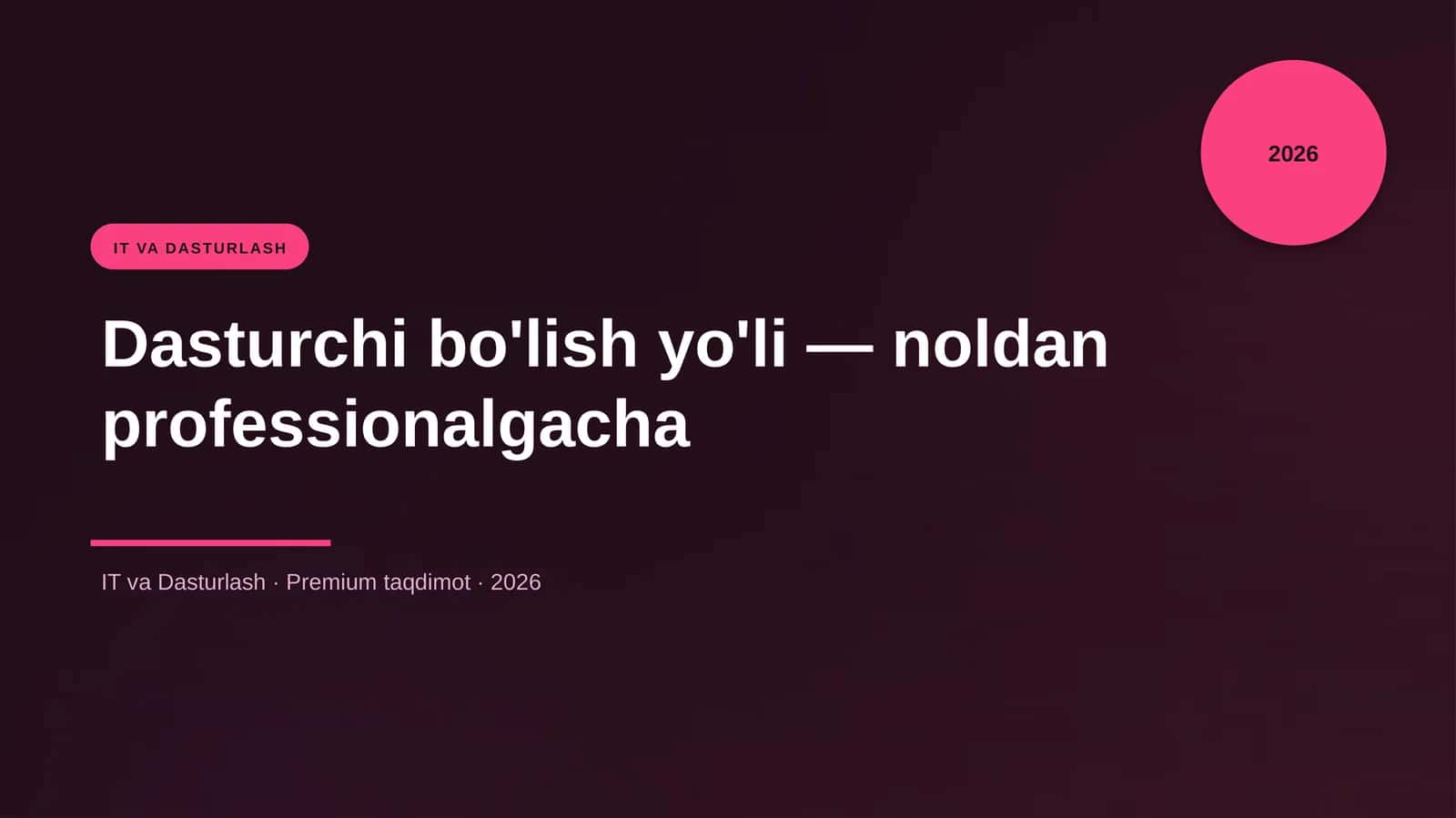 Dasturchi bo'lish yo'li — noldan professionalgacha