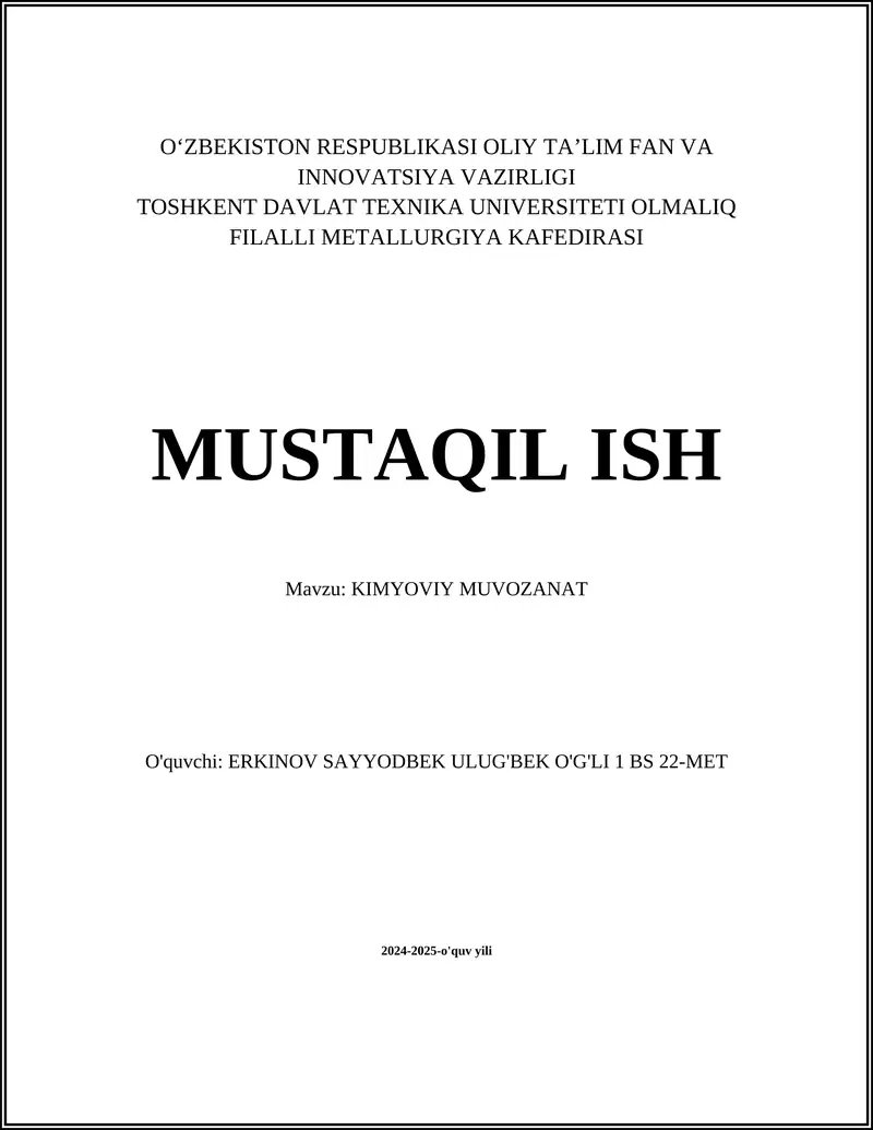Kimyoviy MuvOzanat
