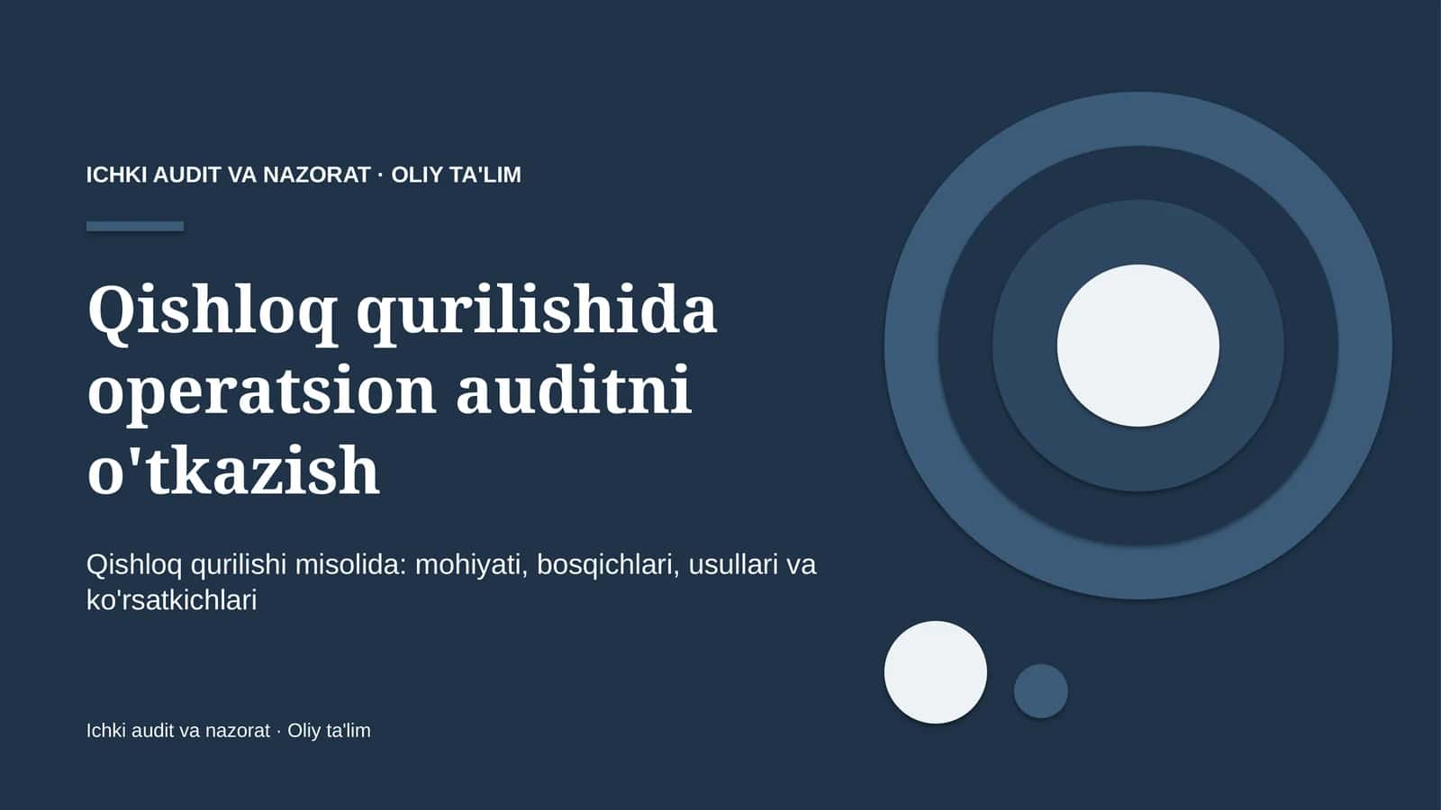 qishloq qurilishida operatsion auditni o'tkazish 5211