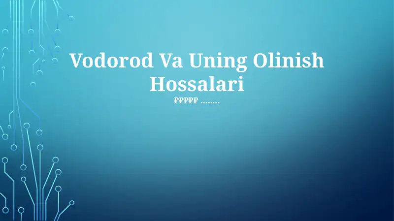 Vodorod Va Uning Olinish Hossalari