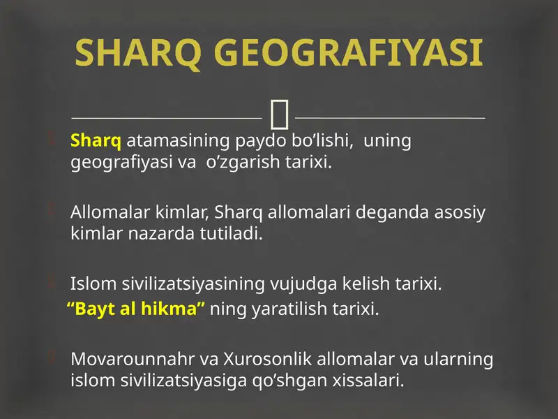 SHARQ GEOGRAFIYASI