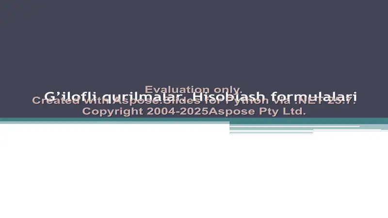 G’ilofli qurilmalar. Hisoblash formulalari