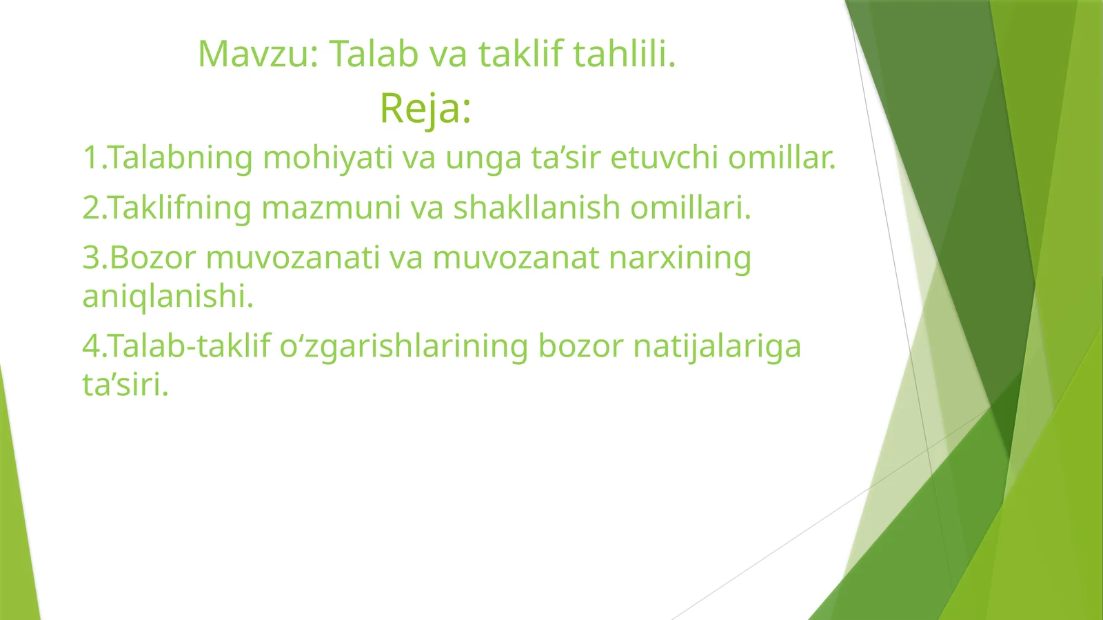 Talab va taklif tahlili