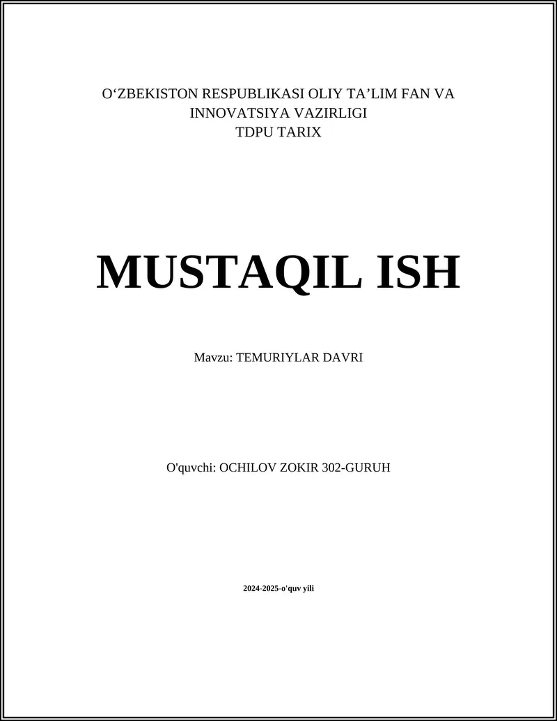 TEMURIYLAR DAVRI