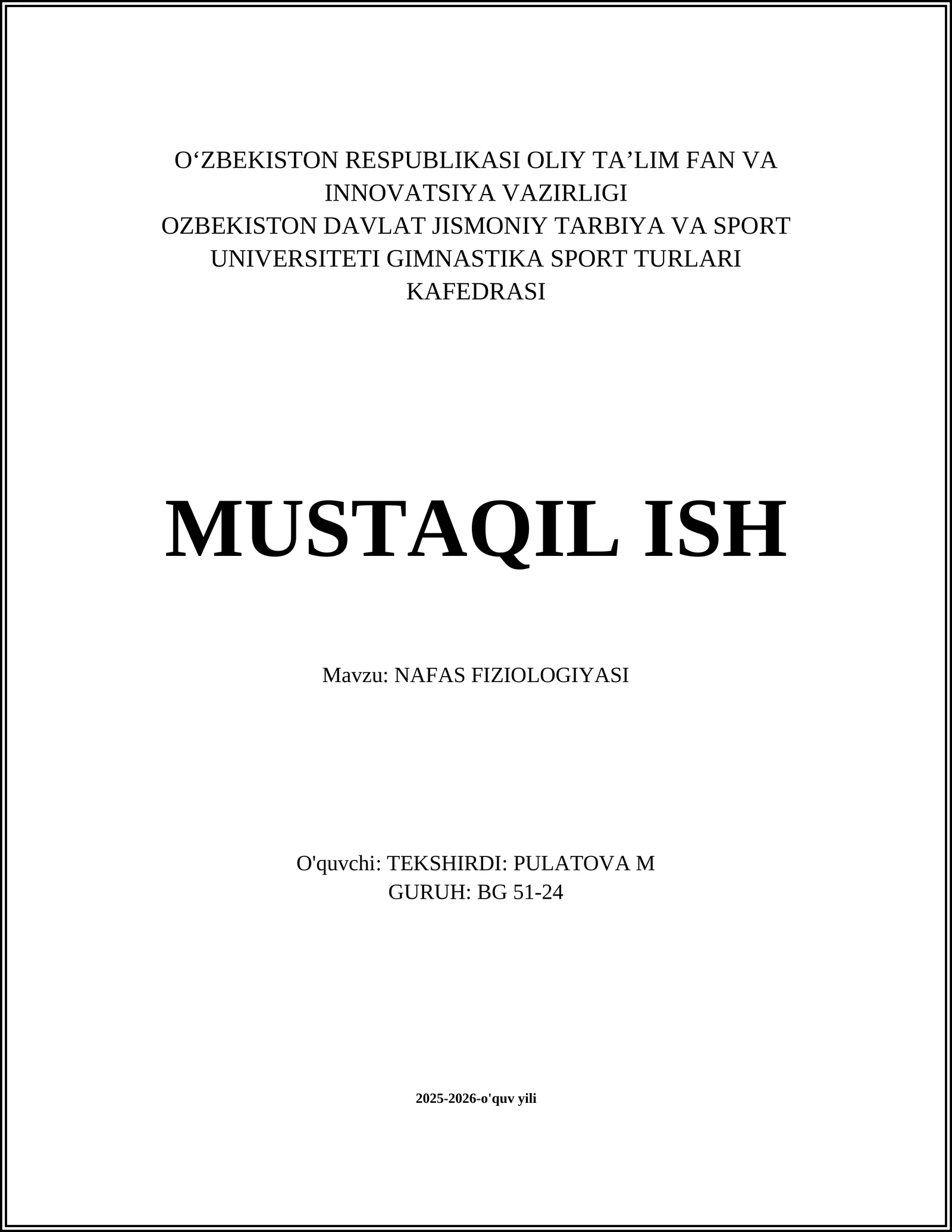 Nafas Fiziologiyasi