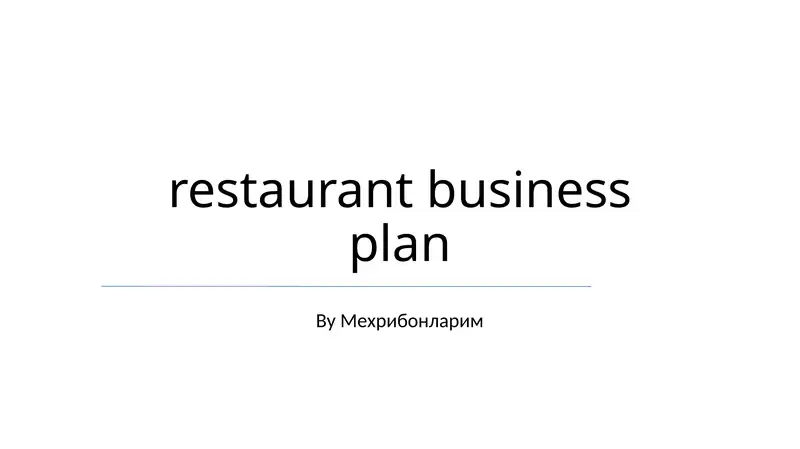 restaurant business plan