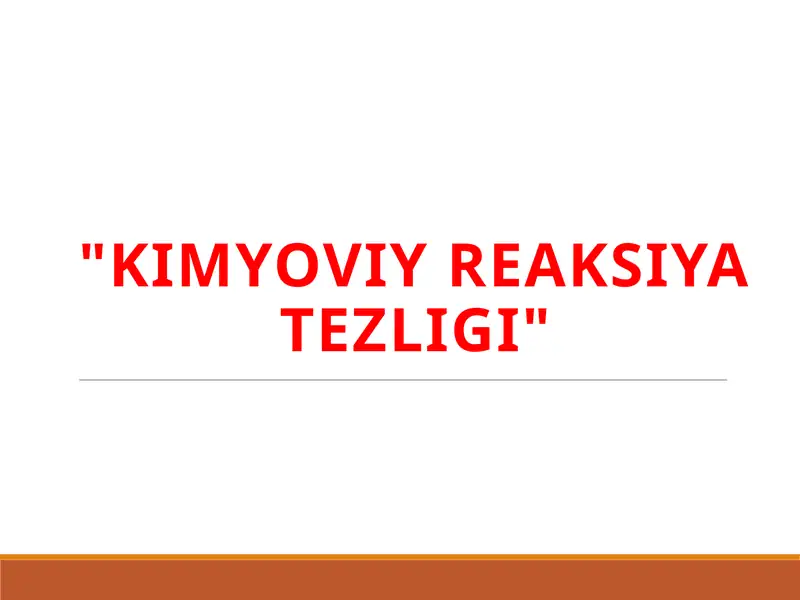 Kimyoviy reaksiya tezligi