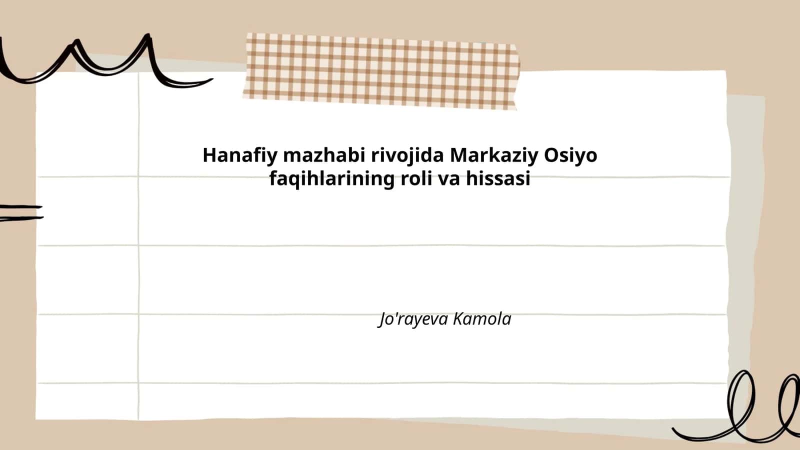 Markaziy Osiyo faqihlarining Hanafiy mazhabidagi o‘rni