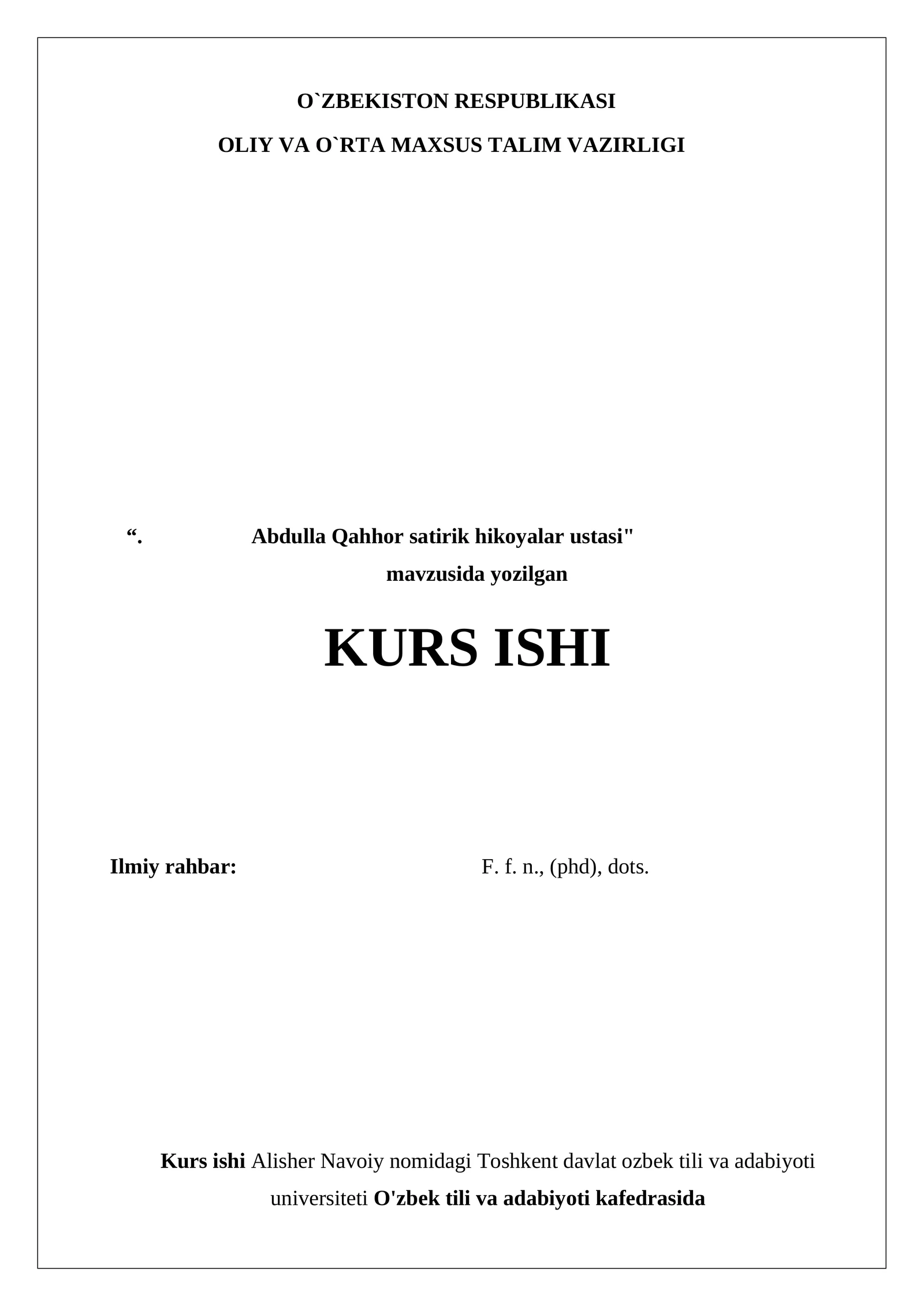 Abdulla Qahhor satirik hikoyalar ustasi"