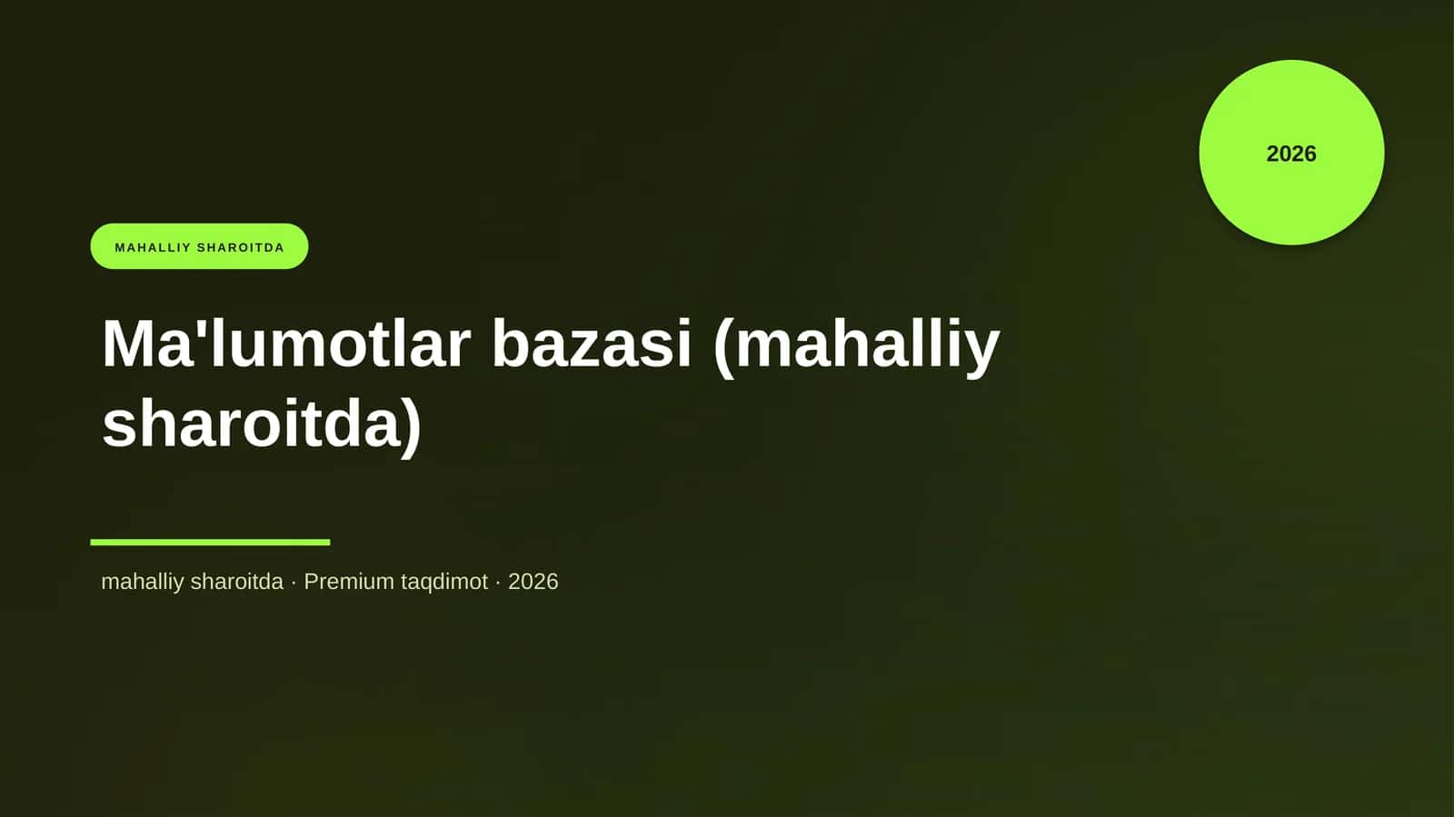 Ma'lumotlar bazasi (mahalliy sharoitda)