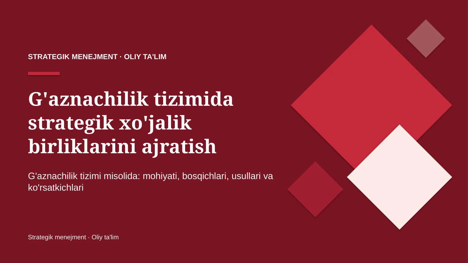 g'aznachilik tizimida strategik xo'jalik birliklarini ajratish 8419