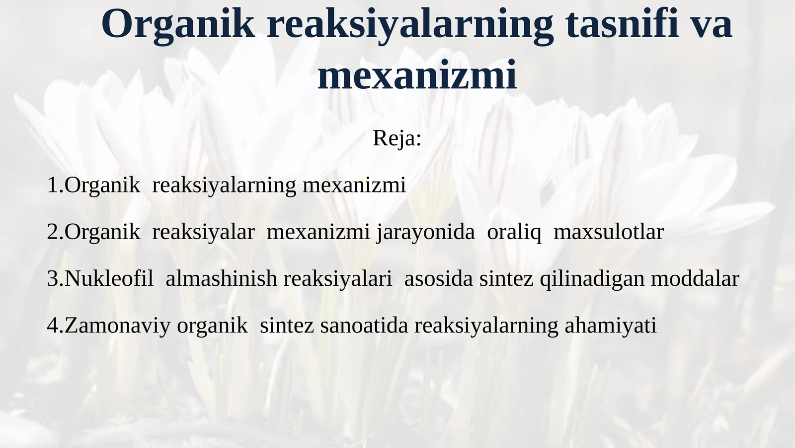 Organik reaksiyalarning tasnifi va mexanizmi
