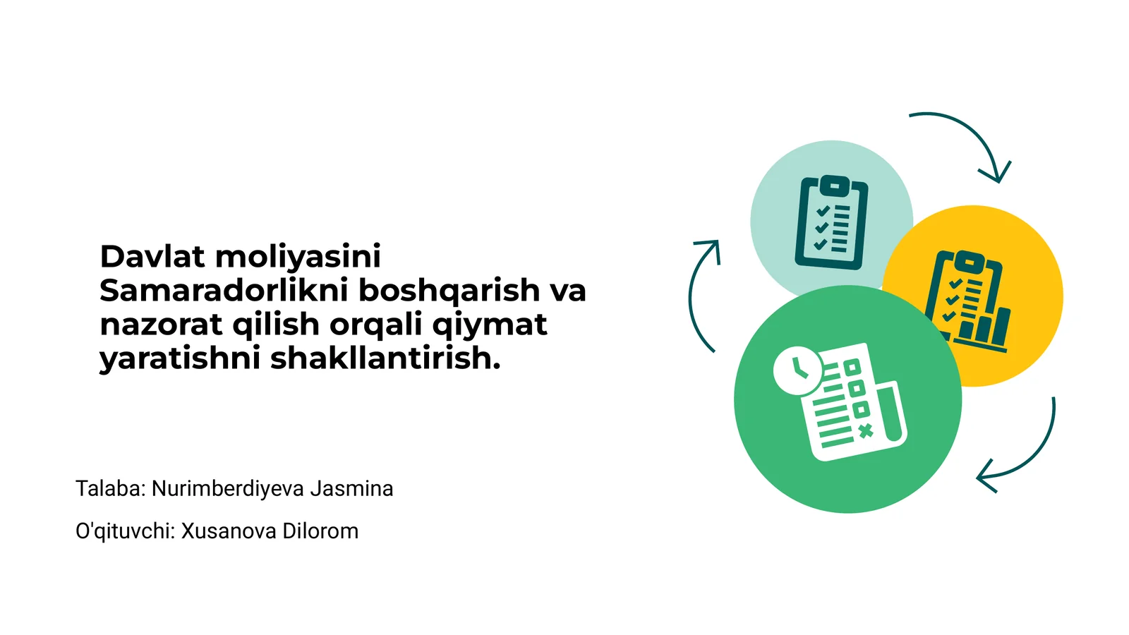 Davlat moliyasini Samaradorlikni boshqarish va nazorat qilish
