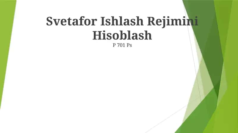 Svetafor Ishlash Rejimini Hisoblash