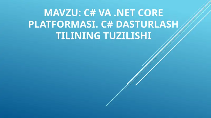 C# va.Net Core platformasi