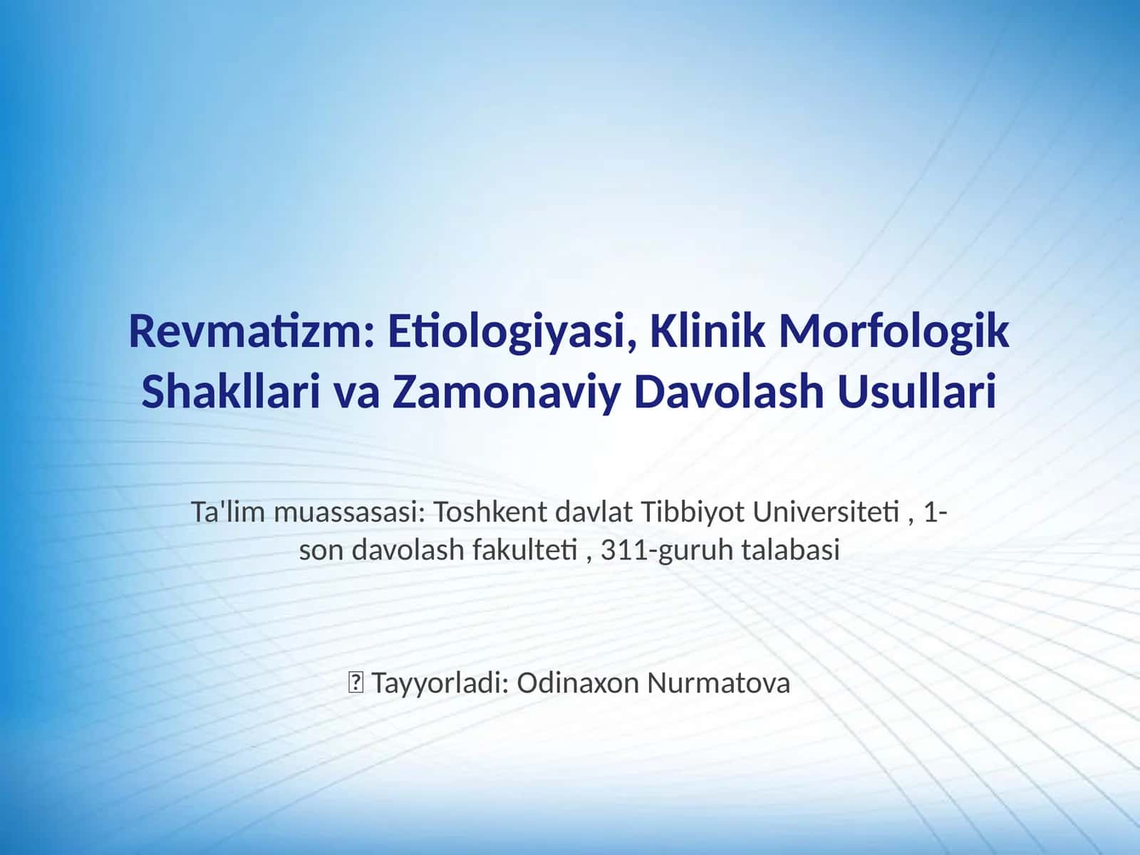 Revmatizm: Etiologiyasi, Klinik Morfologik Shakllari va Zamonaviy Davolash Usullari