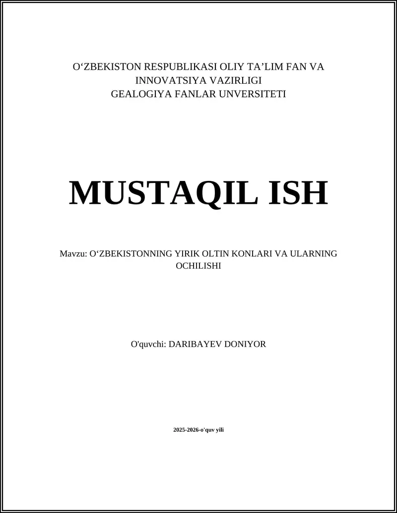 Oʻzbekistondagi yirik oltin konlari va ularning ochilishi