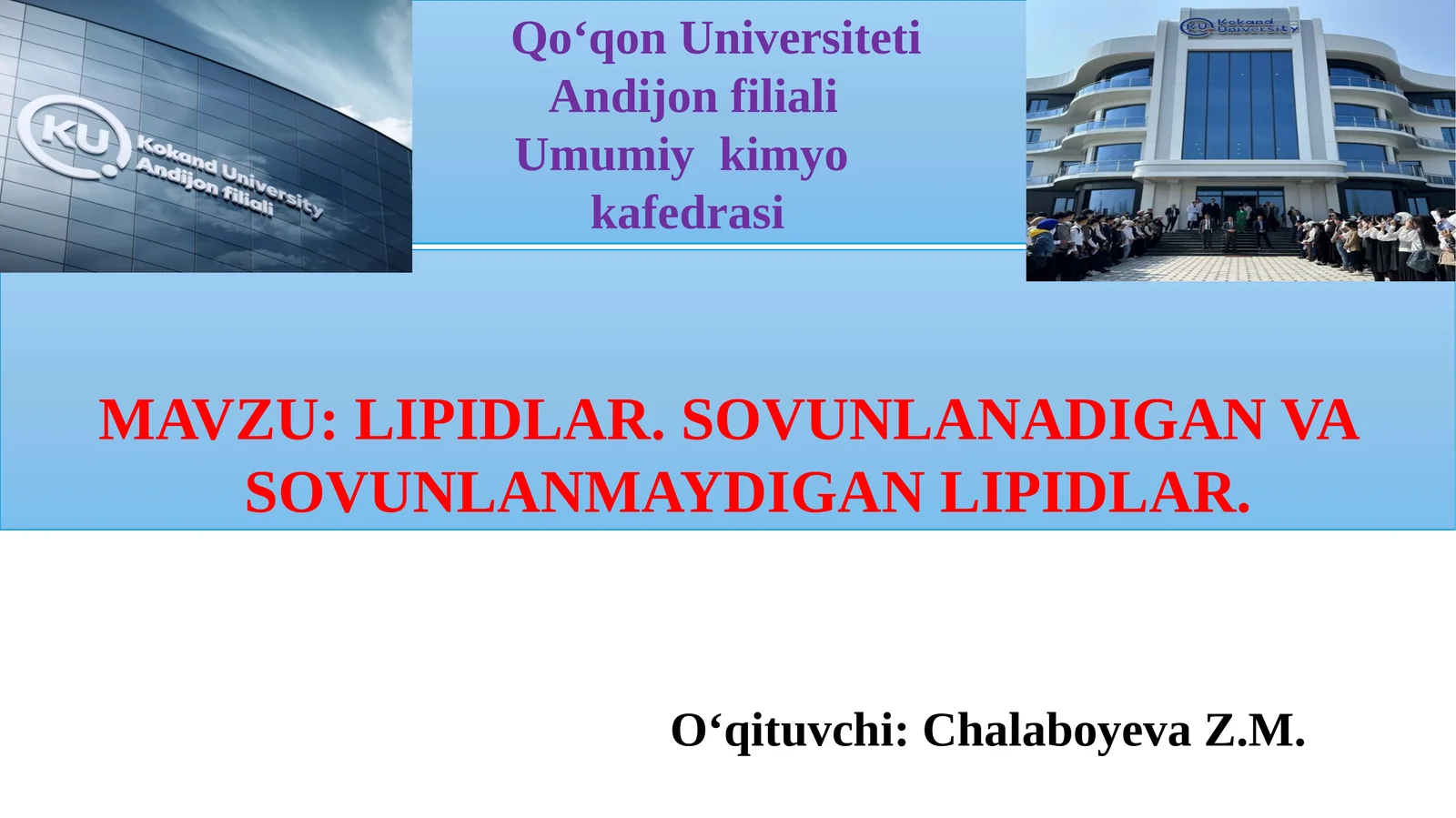 MAVZU:LIPIDLAR. SOVUNLANADIGAN VA SOVUNLANMAYDIGAN LIPIDLAR