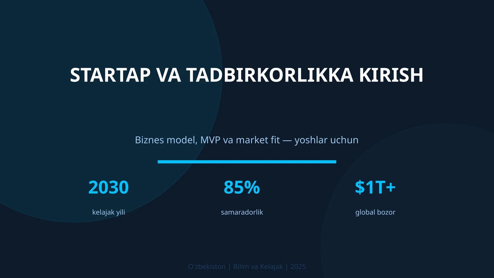 Startap va tadbirkorlikka kirish