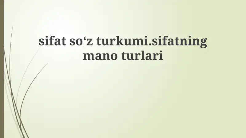 Sifat So'z Turkumi