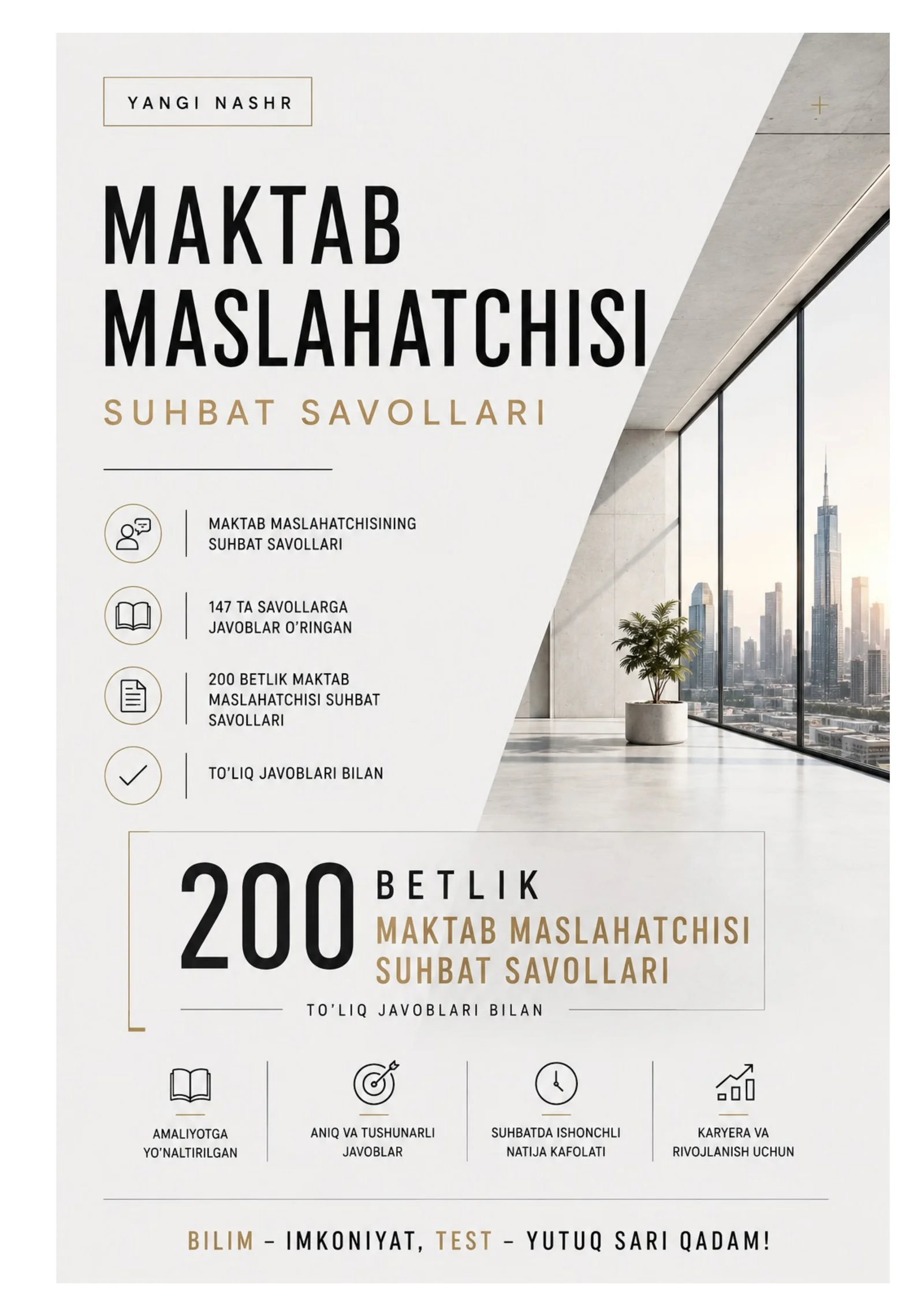 MAKTAB MASLAHATCHISI LAVOZIMIGA ISHGA KIRISH TEST SINOVlARI