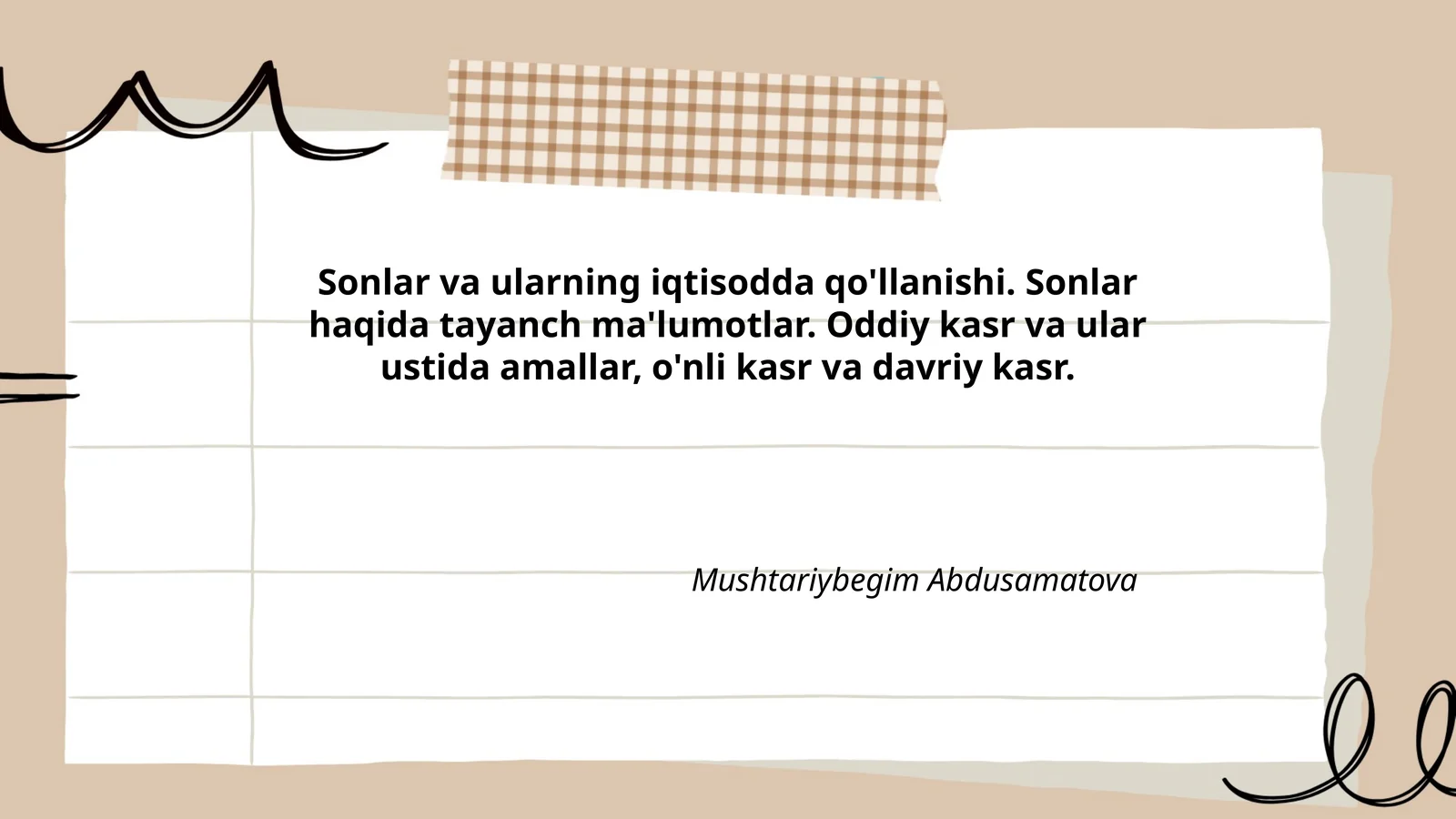 Sonlar va ularning iqtisodda qo'llanishi