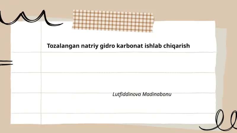 Tozalangan natriy gidro karbonat ishlab chiqarish