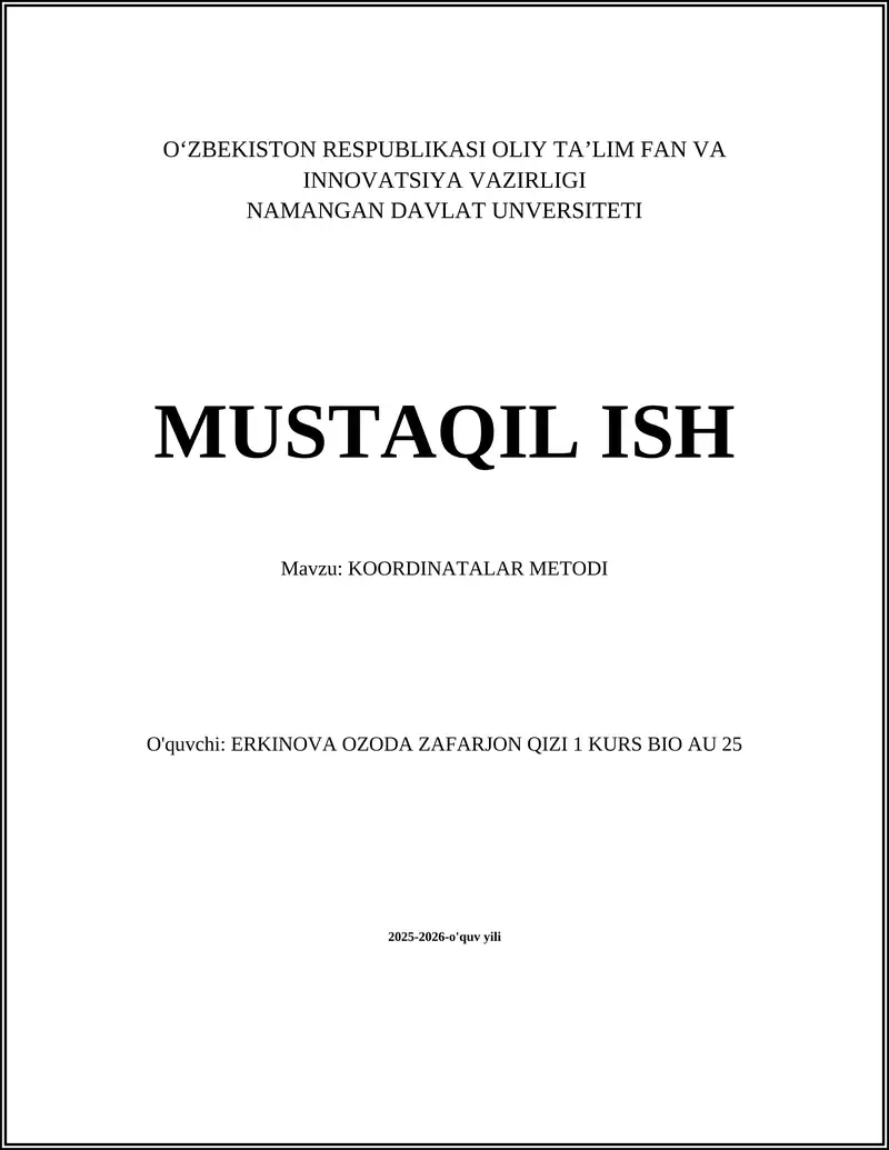 KOORDINATALAR METODI