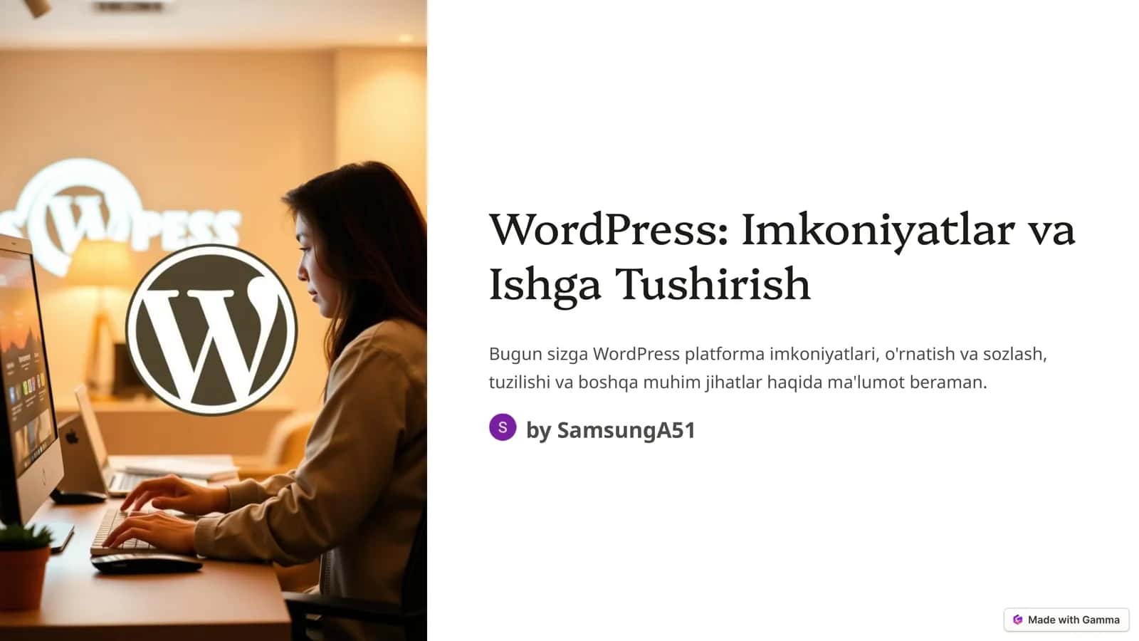 WordPress: Imkoniyatlar va Ishga Tushirish